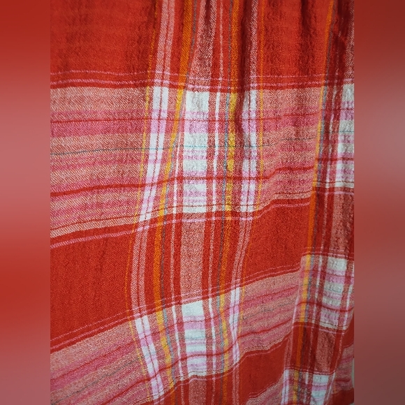 Pilcro Top Orange Plaid Soft Button Down Tunic Boho Fall - Picture 11 of 16